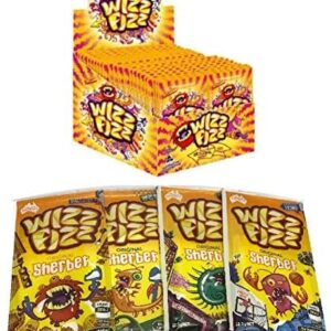 Wizz Fizz 50 Original Sherbet Sachets with Mini Spoon – 12.5g Per Sachet Party Favor Candy for Kids – Candy Buffet Sweets – Made in Australia