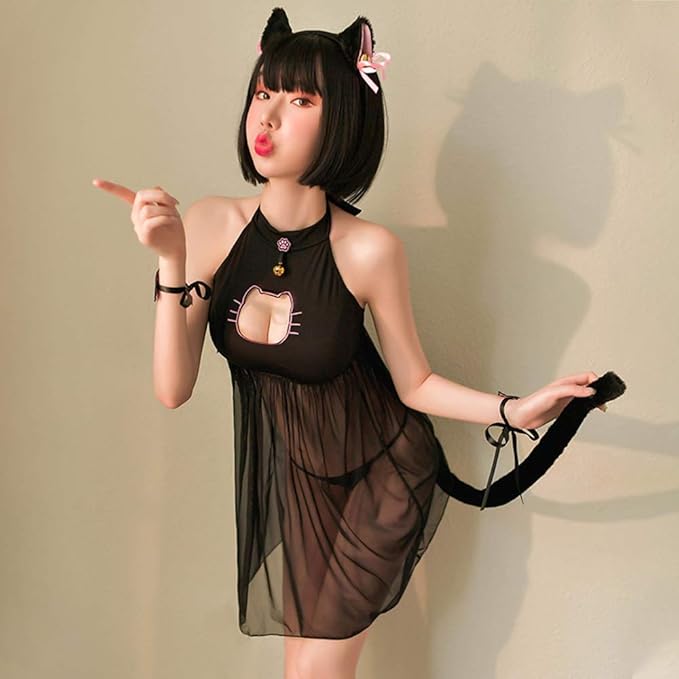 JasmyGirls Sexy Cat Cosplay Lingerie Dress Halloween Kawaii Anime Costume Cute Maid Outfit Japanese Lolita Underwear - Image 4