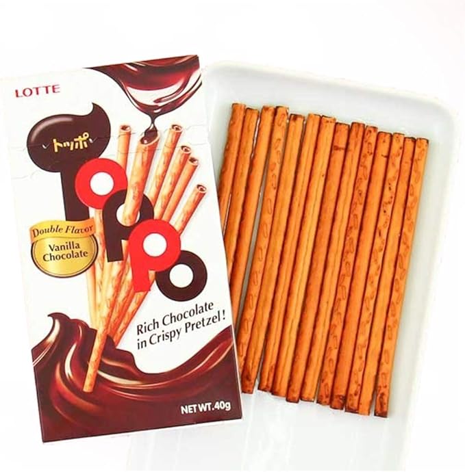 Lotte Toppo Double Chocolate Flavour Pretzel Sticks, 40 g (Pack of 3)