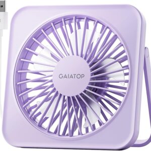 Gaiatop USB Desk Fan, 5 Inch Small Portable Table Top Desk Fan, Strong Wind, Ultra Quiet, 3 Speeds, 180° Tilt Folding, Mini Personal Cooling Essential for Office, Home, Bedroom, Dormitory, Kitchen, Purple