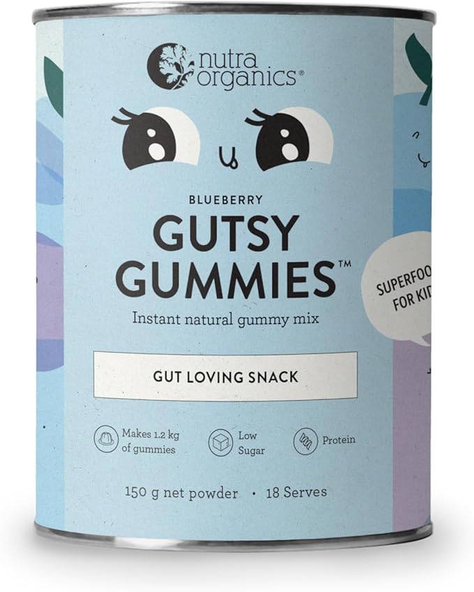 Nutra Organics Gutsy Gummies Blueberry 150g | Nutritious Snacks for Kids | Supports Gut well-being | Ideal for Making Gummies & Jellies (18 Serves)
