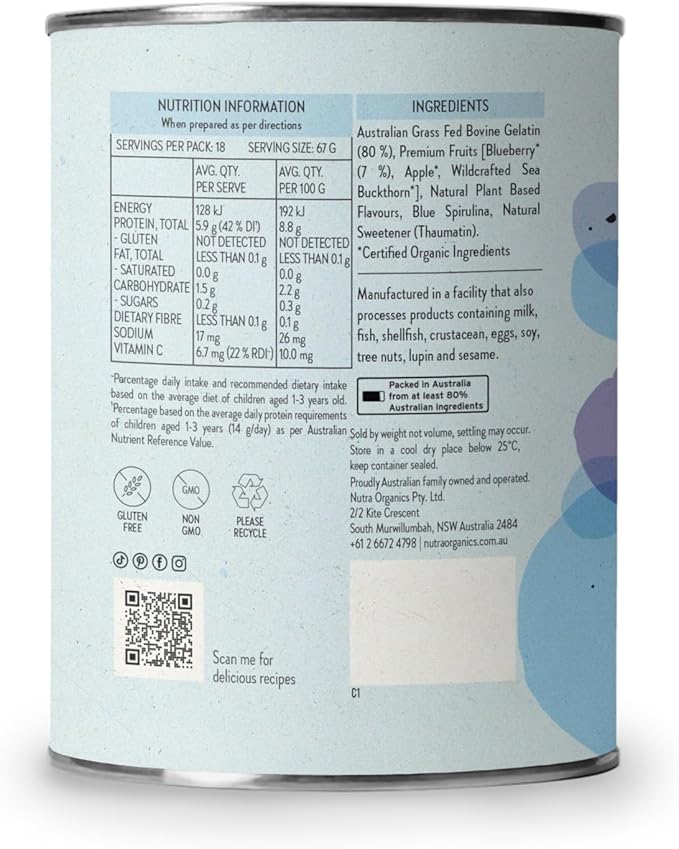 Nutra Organics Gutsy Gummies Blueberry 150g | Nutritious Snacks for Kids | Supports Gut well-being | Ideal for Making Gummies & Jellies (18 Serves) - Image 4