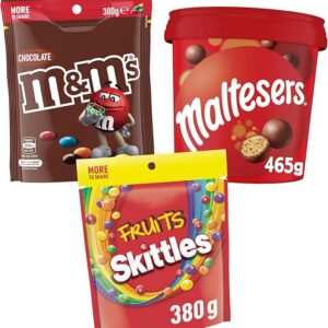 Skittles Chewy Lollies & Chocolate Party Bundle (Maltesers, M&M’s, Skittles)