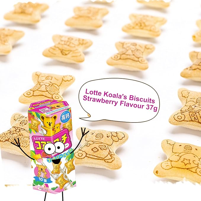 Lotte Koala’s March Strawberry Cream Filled Cookies, 37 g (Pack of 3) - Image 3