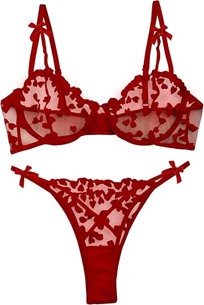 Lilosy Sexy Underwire Cute Gathered Suspender Embroidered Mesh Transparent Lingerie Set Transparent Panties Bra - Image 3