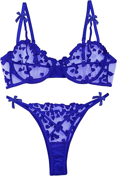 Lilosy Sexy Underwire Cute Gathered Suspender Embroidered Mesh Transparent Lingerie Set Transparent Panties Bra - Image 4