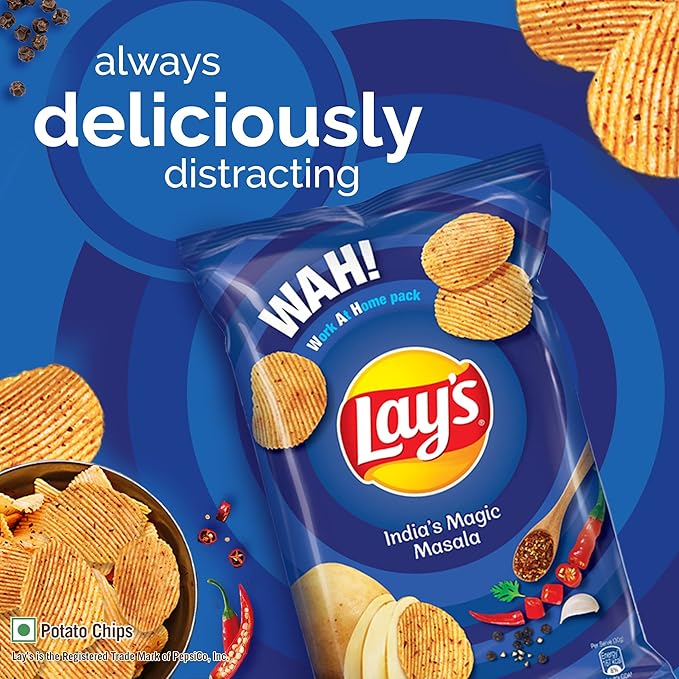 Lay’s Potato Chips, India’s Masala Magic Flavour, Crunchy Chips & Snacks , 82G/100G /115 Gram (Weight May Vary) - Image 4