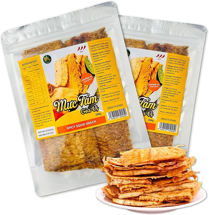 Sweet and Spicy Vietnamese Squid Snack (400g) – Premium Quality, Bold Taste, Budget Friendly, Perfect for Gatherings, Mực Cán Tẩm Vị