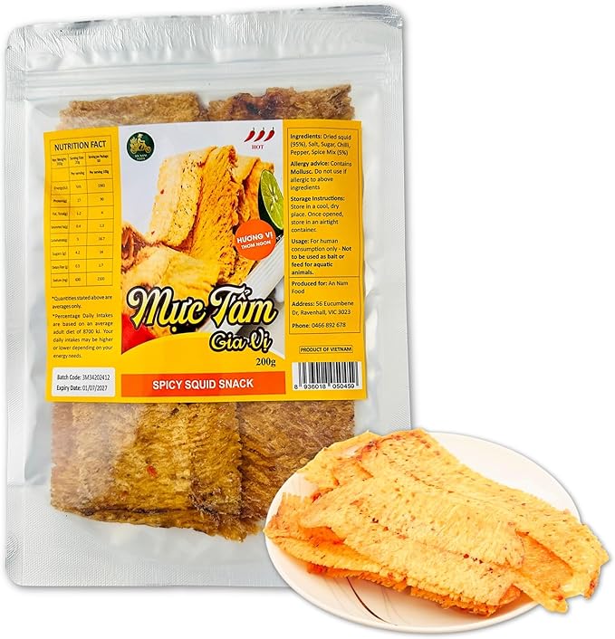Sweet and Spicy Vietnamese Squid Snack (400g) – Premium Quality, Bold Taste, Budget Friendly, Perfect for Gatherings, Mực Cán Tẩm Vị - Image 6