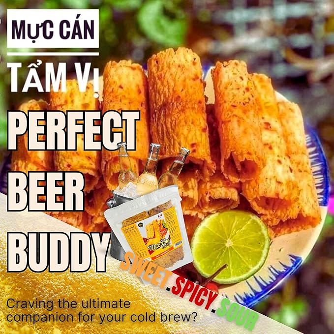 Sweet and Spicy Vietnamese Squid Snack (400g) – Premium Quality, Bold Taste, Budget Friendly, Perfect for Gatherings, Mực Cán Tẩm Vị - Image 3