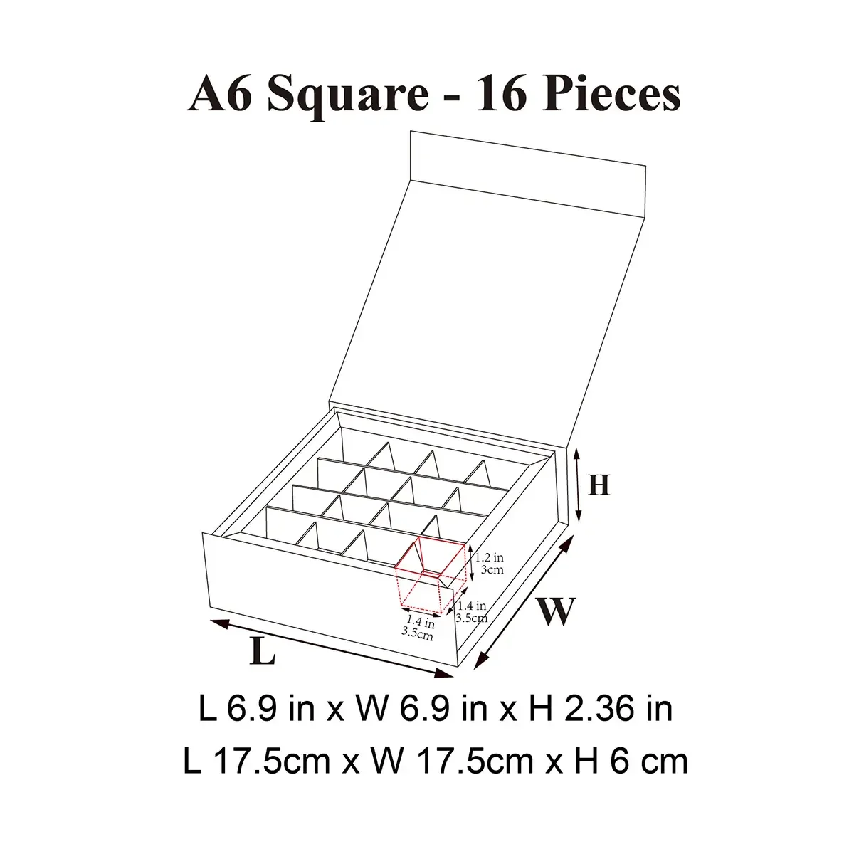 A6 Vierkant Luxe 16 Stuks Chocolade Magnetische Sluiting Stijve Geschenkdoos Aangepast Logo Bruiloft/Verjaardag/Verpakking Milieuvriendelijk - Image 2