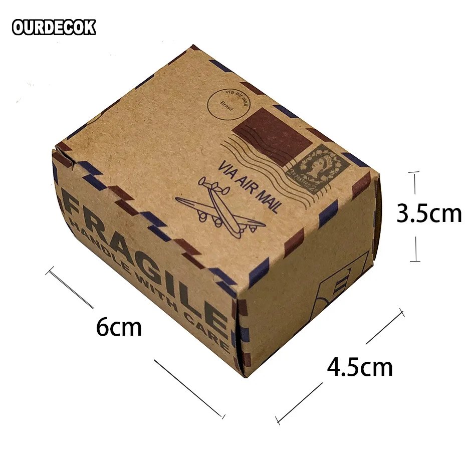 50 stks Kraftpapier Bonbondoos Oud Papier Vliegtuig Mail Geschenkdoos Chocolade Doos Aarde Kompas Verpakking Voor Reizen Bruiloft - Image 5
