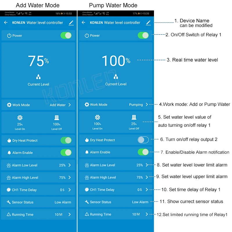 KONLEN Tuya Waterniveausensor WIFI Smart Home Lekkage Overstromingsalarm Controller Meter Zwembad Vape Tank Flow Detector Lekbescherming - Image 4