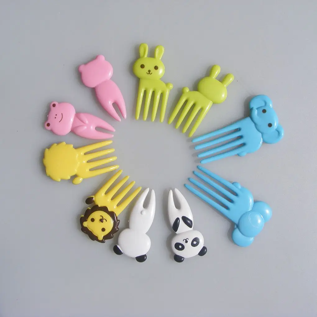 10pcs Animal Farm Fruit Fork Mini Cartoon Children Snack Cake Dessert Food Pick Toothpick Bento Lunches Party Decor Random Color - Image 3