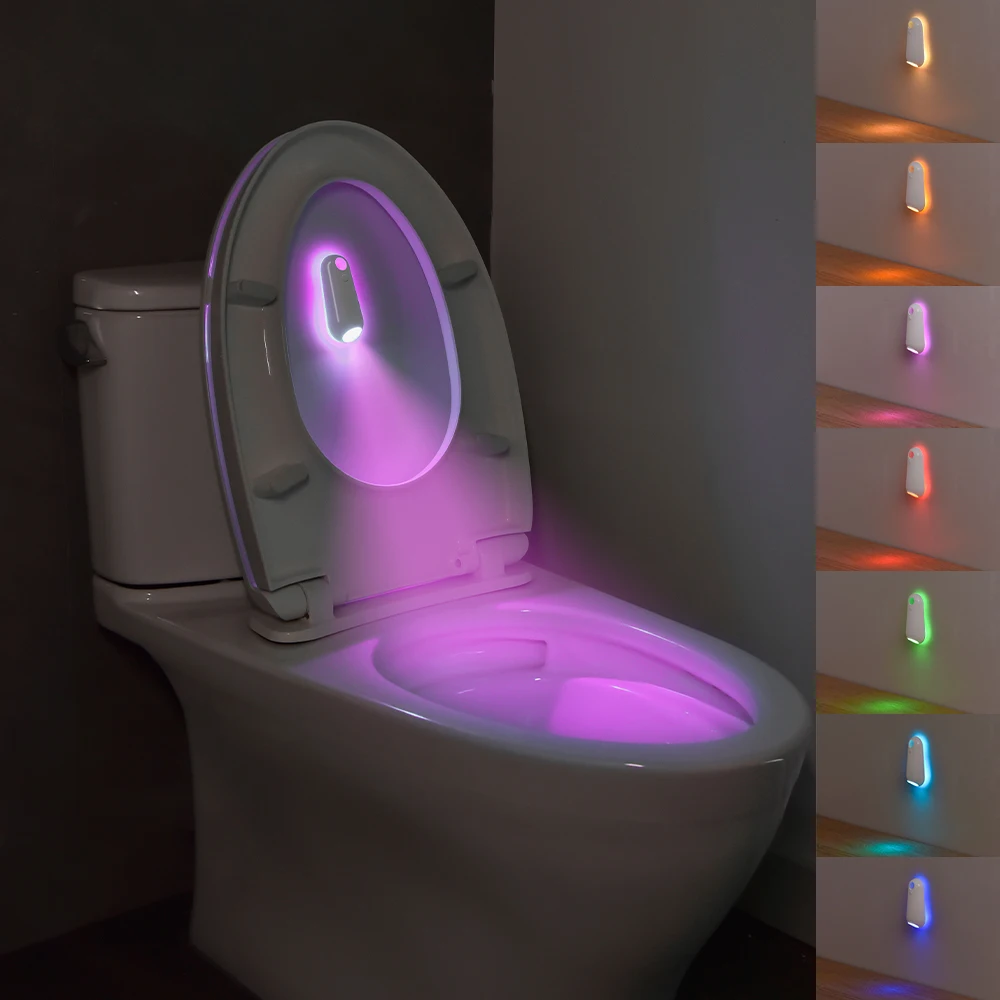 LED Smart Motion Sensor Nachtlampje, Toiletbrilverlichting, USB oplaadbare 8 Kleuren Lamp voor Zomergang WC Camping Home Decor - Image 6