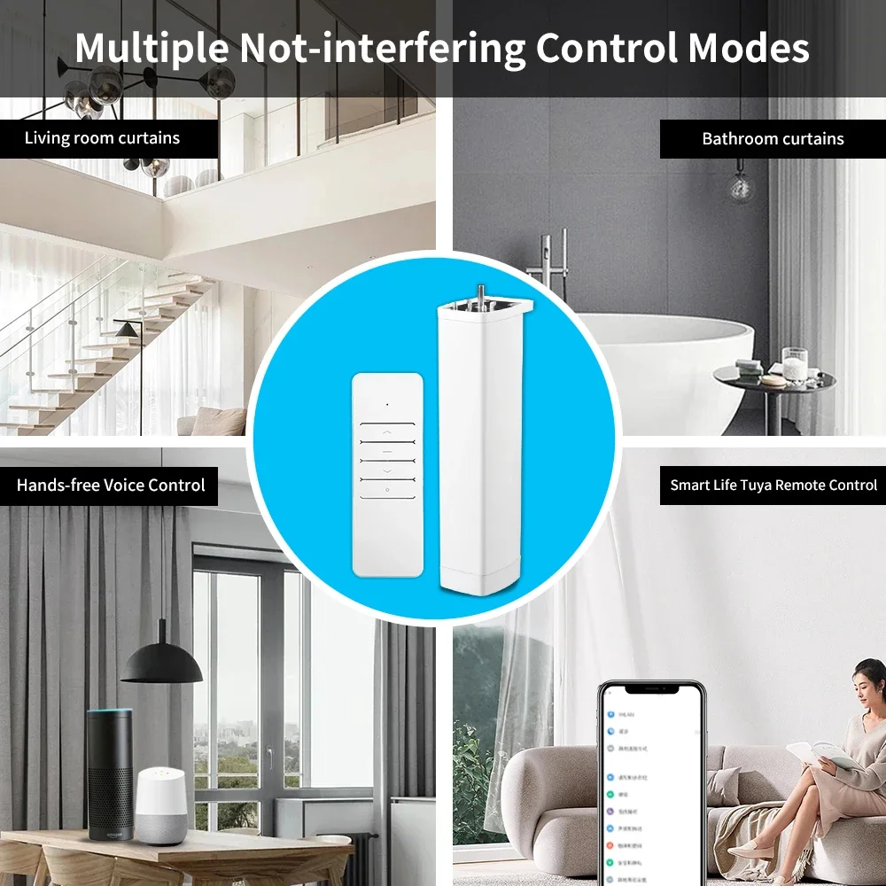 Smart Tuya Wifi/Zigbee elektrische gordijnsluitermotor met RF-afstandsbediening 22,5 cm formaat APP-bediening Alexa Google Assistant SmartThings - Image 5
