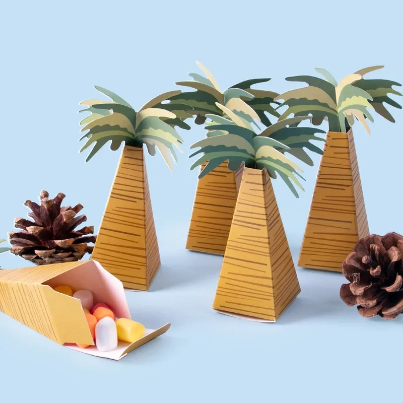 20 stuks mini kokospalm papier chocolade snoepdoos geschenkverpakking voor Hawaiiaanse tropische verjaardagsfeestje benodigdheden