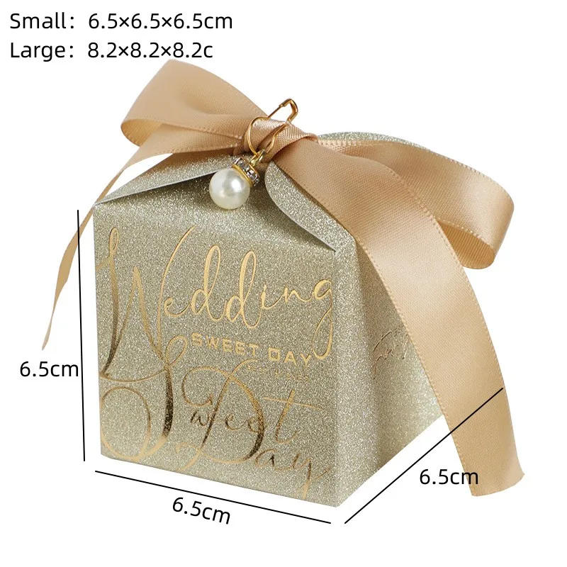 New Wedding Candy Box Met Parel Strik High-End Gift Chocolade Doos Hoge Kwaliteit Glitter Poeder Shell Gift doos - Image 6