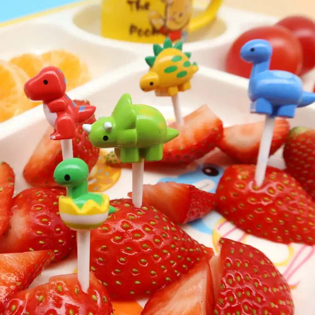 6pcs/set Cute Dinosaur Fruit Fork Kids Snack Dessert Decoration Forks Toothpick Lunch Salad Decoration Accessories Cake Picks - Image 4