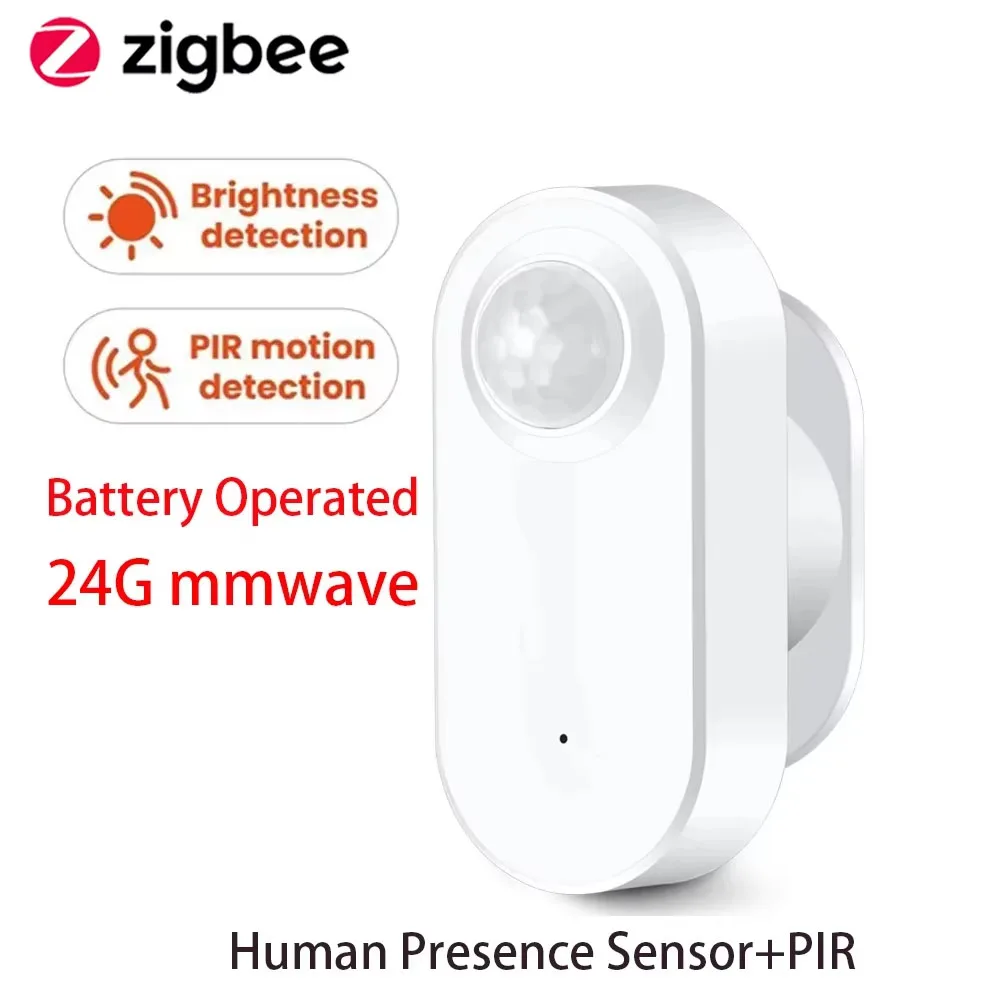 Zigbee Menselijke aanwezigheid + PIR Bewegingsdetectiesensor Luminantiedetector Werkt op batterijen Ondersteuning Zigbee2mqtt Home Assistant