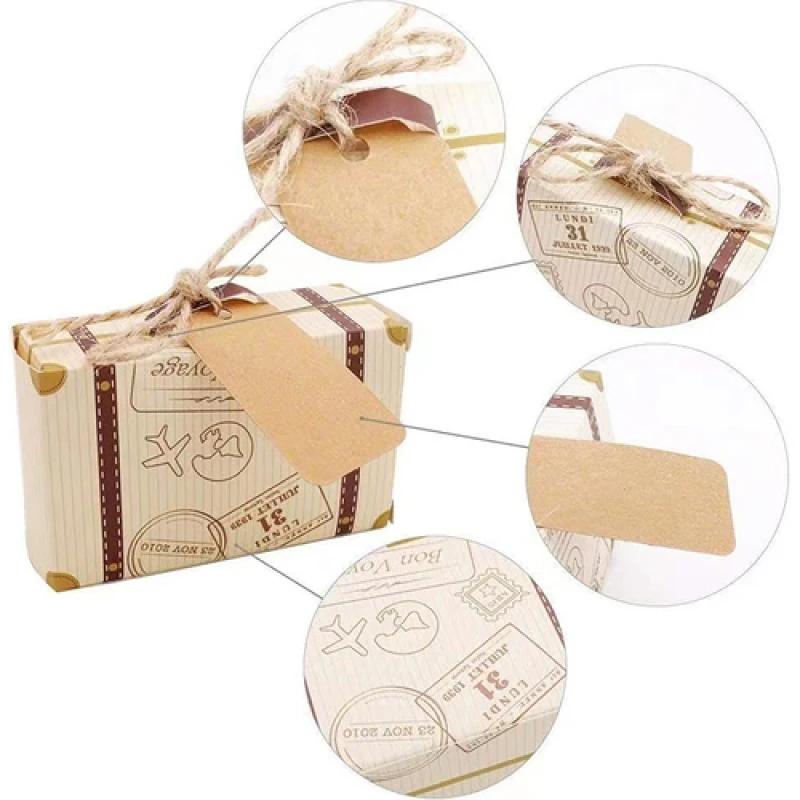 50 stuks Mini Reiskoffer Bonbondoos Kraftpapier Chocolade Gunst Geschenkdoos Verpakking Zak Bruiloft Verjaardagsfeestje Decoratie - Image 3