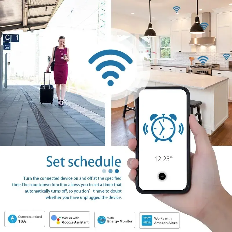Tuya Smart Socket EU16A/20A Wifi Smart Plug Met Power Monitoring Smart Life APP Afstandsbediening Ondersteuning Google Assistent Alexa - Image 3