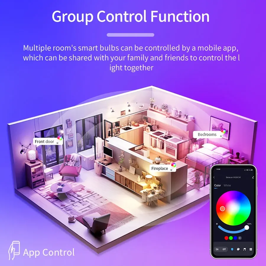 Tuya Smart LED-lamp E27 9W 220V Bluetooth RF Afstandsbediening Groepscontrole Smart Life RGB Spotlight voor Bar Slaapkamer Decorverlichting - Image 3