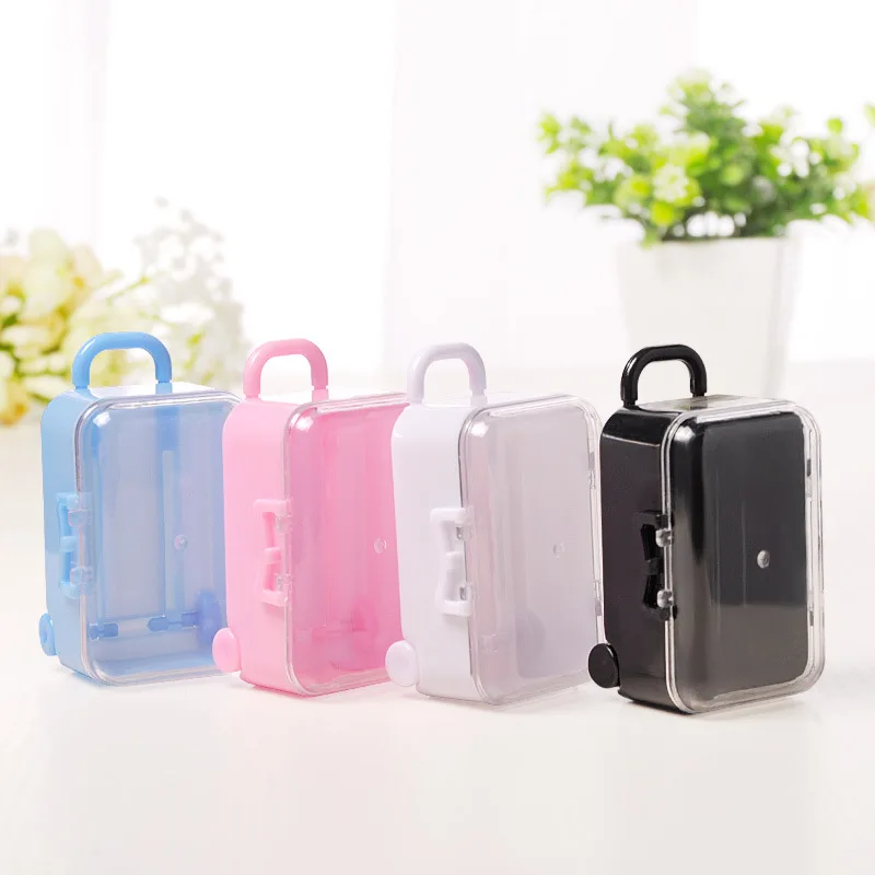 5 stuks mini reisbagage plastic chocolade bonbondoos koffer geschenkverpakking voor bruiloft baby shower verjaardagsfeestje decoratie