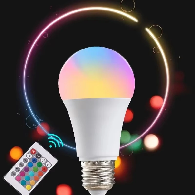 16 kleuren RGB-lamp LED veelkleurige lamp E27 220V huishoudelijke verlichting dimbaar 24-sleutel afstandsbediening slimme lamp sfeerlicht - Image 3
