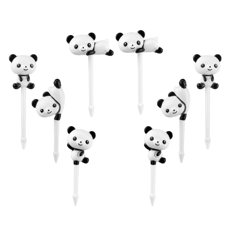 8pcs/set Mini Cartoon Panda Fruit Fork Kids Snack Dessert Pick Cake Bento Lunches Party Decoration Forks - Image 4