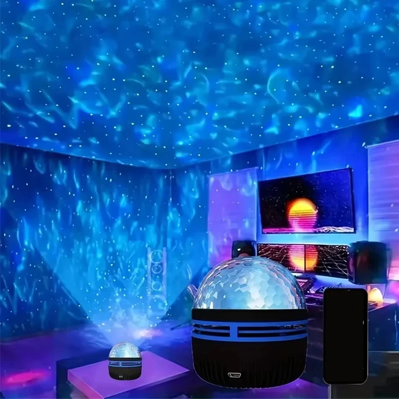 LED Waterrimpelingen Galaxy Projector Licht RGB Slimme Afstandsbediening Ster Aurora Lamp KTV USB Aangedreven Auto Roterende Thuis Slaapkamer - Image 6