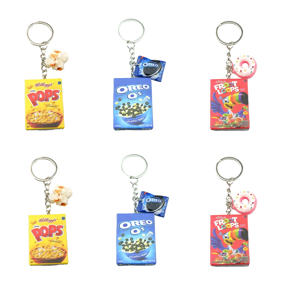 1pcs Cute Snacks Keychain for Women Bag Pendant Jewelry Trinket Girl's Car Key Ring Key Chain Accessories - Image 2