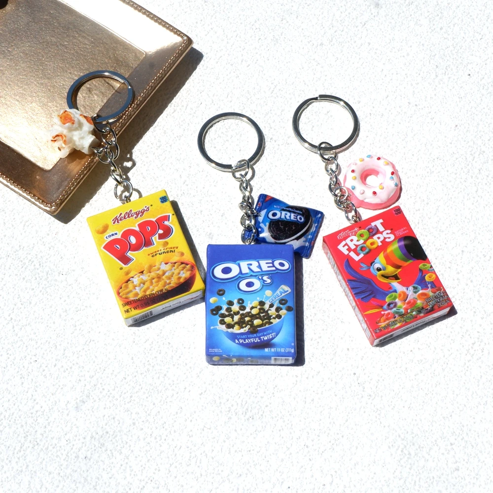 1pcs Cute Snacks Keychain for Women Bag Pendant Jewelry Trinket Girl's Car Key Ring Key Chain Accessories - Image 4