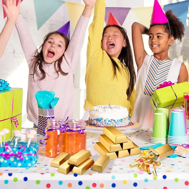 12 stks Gouden Repen Fake Bar Geschenkdoos Gouden Partij Gunst Chocolade Gouden Munten Folie Schat Baksteen Papier Dozen voor Party Casino hen - Image 6