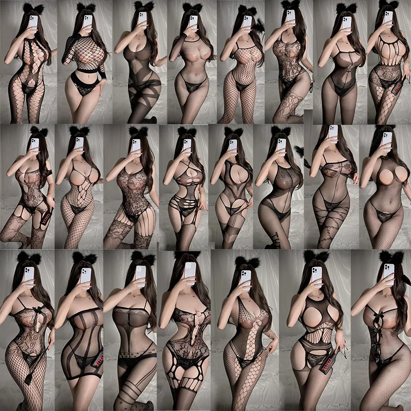 Sex lingerie Tight lace embroidered jumpsuit with open cut cutouts sissyfikation see through sexy for woman sexy outfit Sex shop - Image 2
