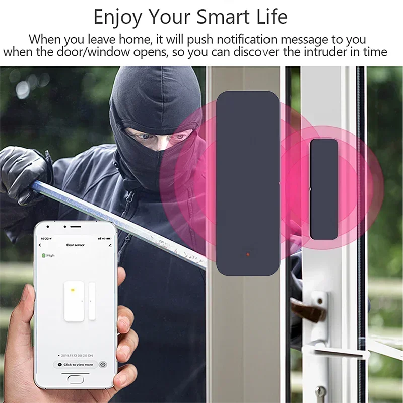 Tuya Zigbee Wifi Deursensor Raaminvoersensor Beveiliging Inbreker Magnetische sensor Alarm Smart Life Work met Alexa Google Home - Image 4