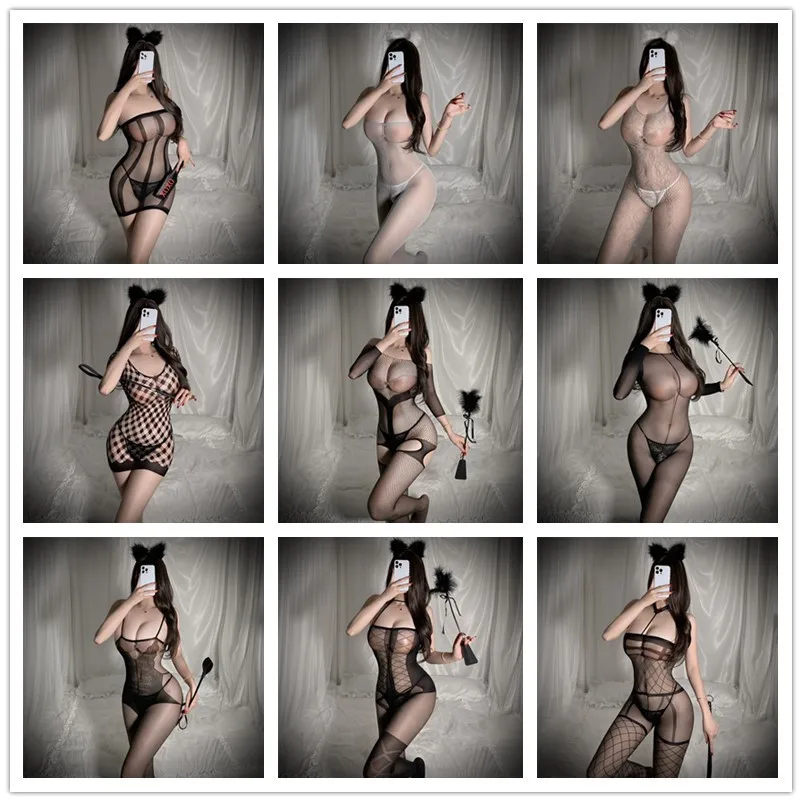 Sex lingerie Tight lace embroidered jumpsuit with open cut cutouts sissyfikation see through sexy for woman sexy outfit Sex shop - Image 5