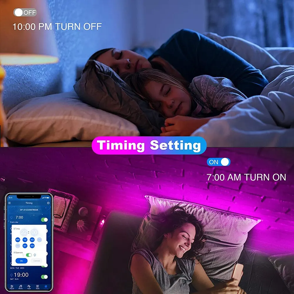 Smart Wifi LED-lichtstrip RGB 5050 Led-tape voor Home Party Decor, TV-achtergrondverlichting, compatibel met Alexa Google Home - Image 3