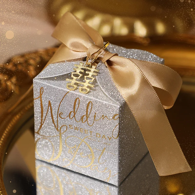 New Wedding Candy Box Met Parel Strik High-End Gift Chocolade Doos Hoge Kwaliteit Glitter Poeder Shell Gift doos - Image 4