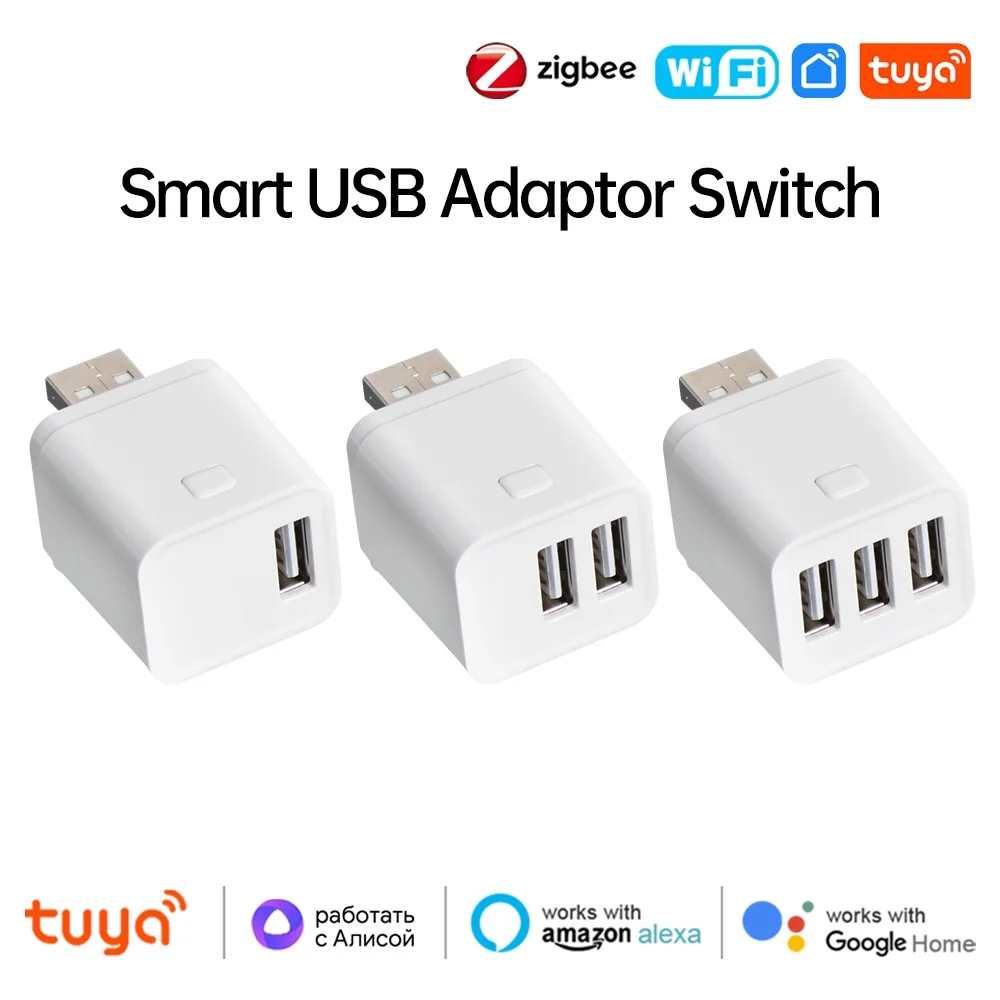 Tuya Smart WiFi/Zigbee Micro USB Adapter Schakelaar 5V Mini 1 2 3 USB Power Adapter Smart Life Control Via Alexa Google Yandex Alice