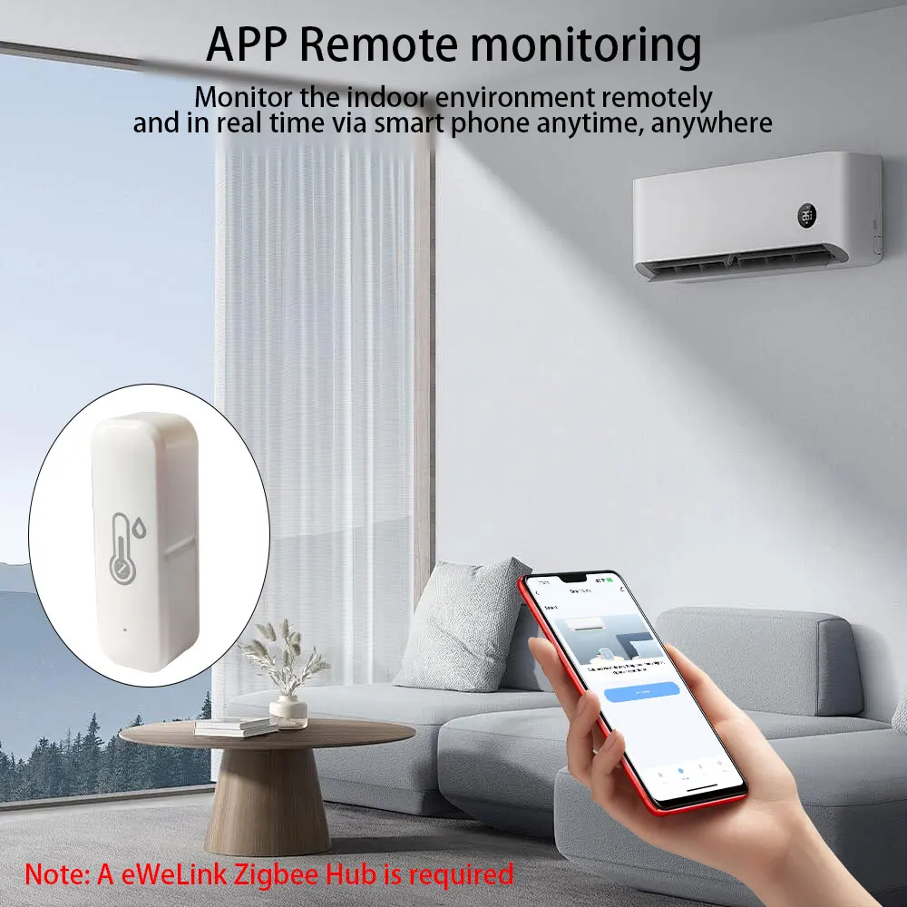 Ewelink Zigbee Temperatuur en Vochtigheid Smart Home Thermometer Hygrometer APP Alarm op afstand Werk met Alexa Google Home 2025Nieuw - Image 6