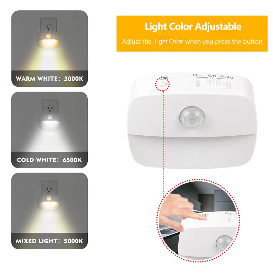 LED Nachtlampje EU Plug In Smart Bewegingssensor Licht 220V Wandlamp voor Thuis Gangpad WC Hal Trap Keuken slaapkamer Nachtlampje - Image 4