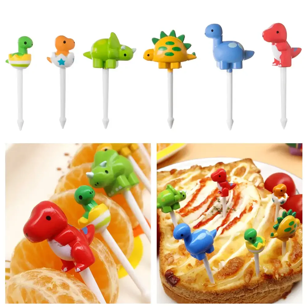 6pcs/set Cute Dinosaur Fruit Fork Kids Snack Dessert Decoration Forks Toothpick Lunch Salad Decoration Accessories Cake Picks - Image 3