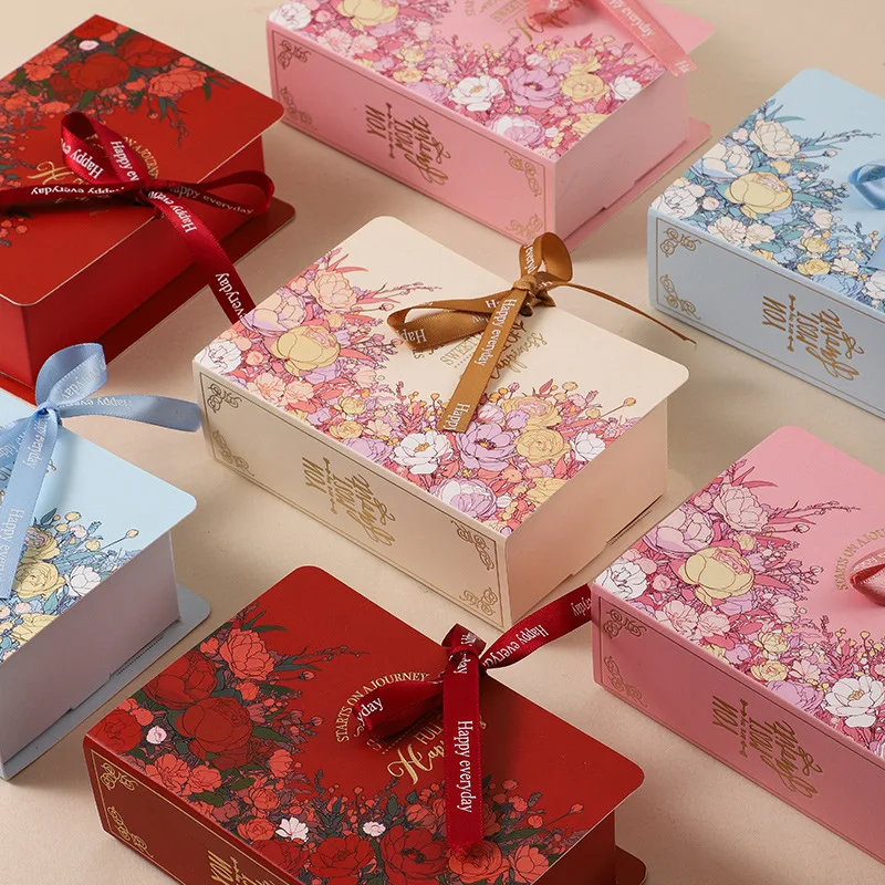 Prachtige chocolade geschenkdoos boekvorm geschenkverpakking met lint kartonnen snoep huidige doos voor bruiloft Valentijnsdag - Image 5
