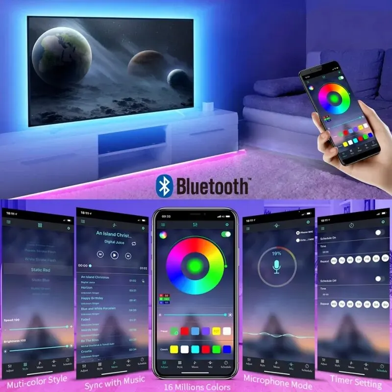 Smart Wifi LED-lichtstrip RGB 5050 Led-tape voor Home Party Decor, TV-achtergrondverlichting, compatibel met Alexa Google Home - Image 5