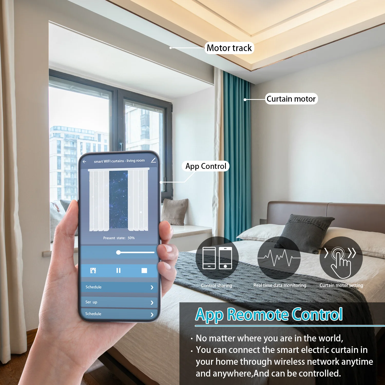 Goedkope Tuya 3e generatie Kortere WiFi Gordijn Motor Elektrische somfy Track Rail Rod Automatisch Systeem Smart Home Gordijnen Afstandsbediening gordijn automatisch smart life electric curtain gordijn rails - Image 4