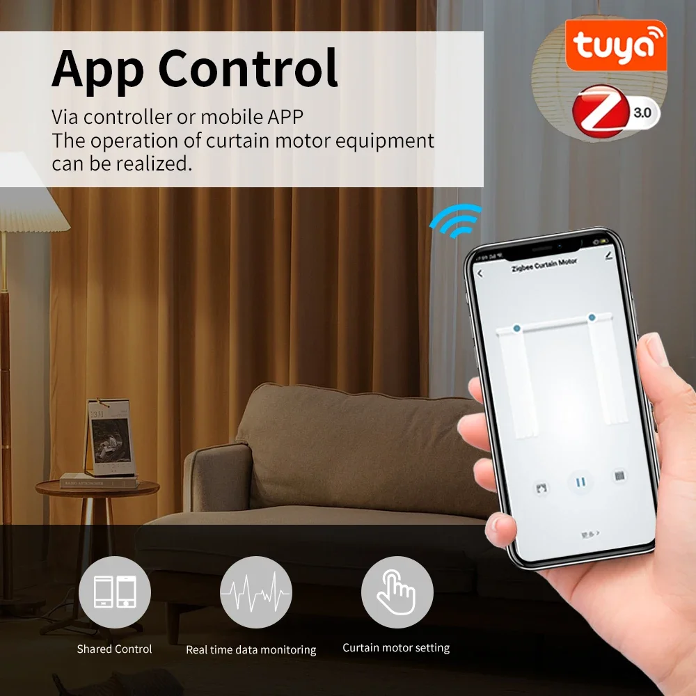 Smart Tuya Wifi/Zigbee elektrische gordijnsluitermotor met RF-afstandsbediening 22,5 cm formaat APP-bediening Alexa Google Assistant SmartThings - Image 2