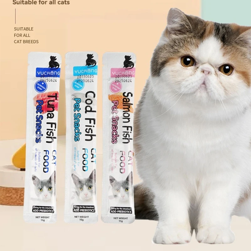 Cat Stripe Pet Snacks 15g/Stripe Liquid Wet Grain Tuna Chicken Can Hair Cheep Cat Snacks