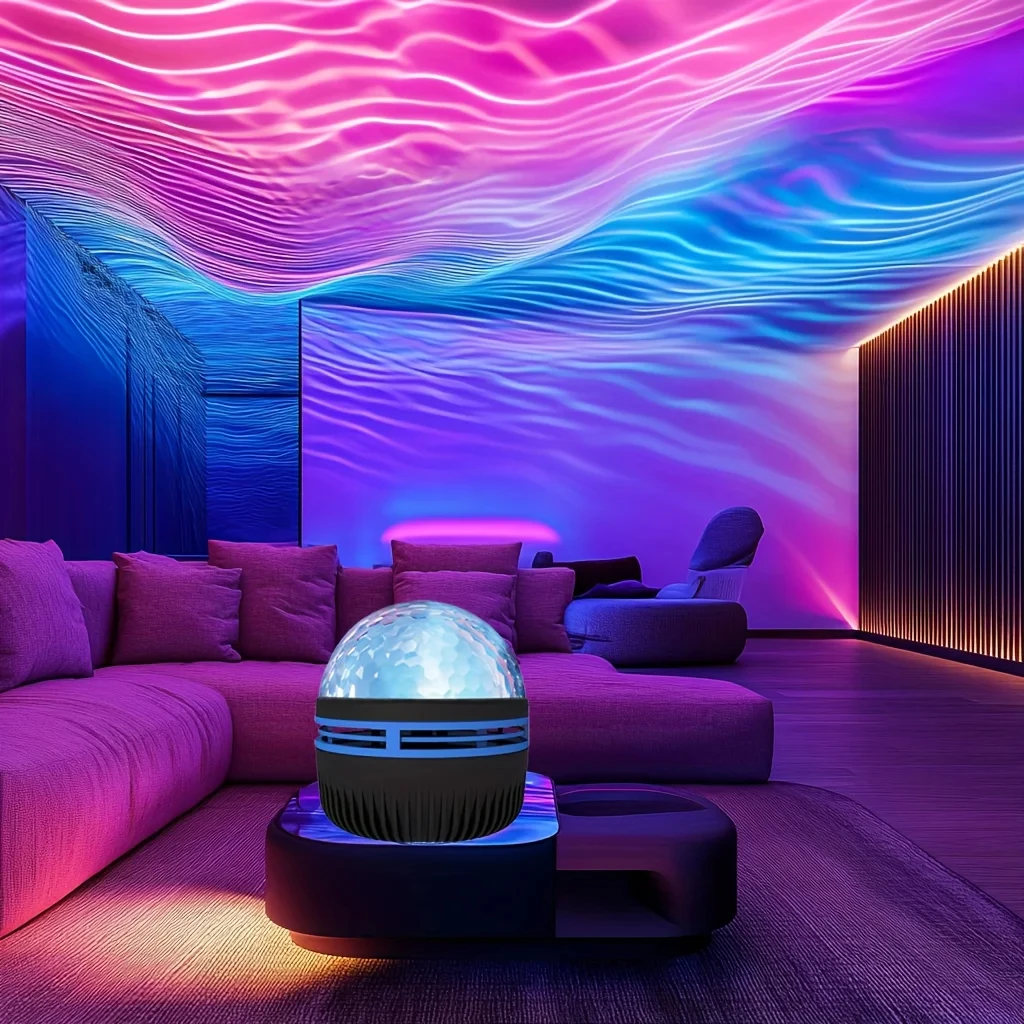 LED Waterrimpelingen Galaxy Projector Licht RGB Slimme Afstandsbediening Ster Aurora Lamp KTV USB Aangedreven Auto Roterende Thuis Slaapkamer - Image 3
