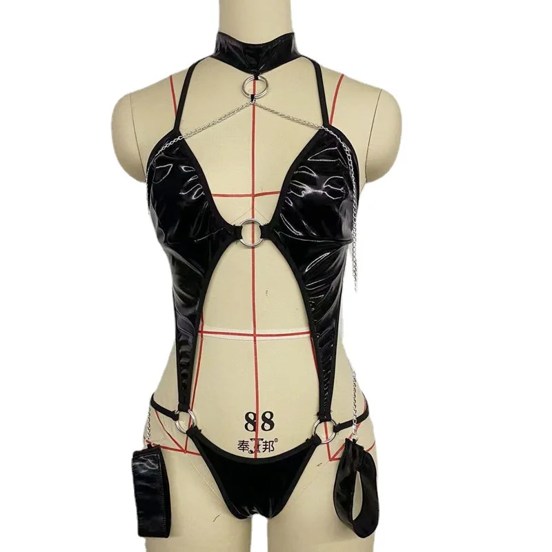 Porn Latex Leather Porn Dress Women Sexy Lingerie Babydolls Underwear Extreme Deep V Erotic Costumes Dress Dance Clubwear - Image 6